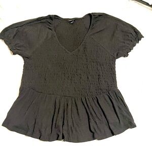 2 FOR $20! Torrid smocked Black V-Neck Blouse